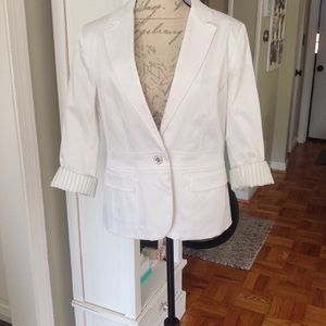 White NYCo suit coat sz10 striped roll up sleeves